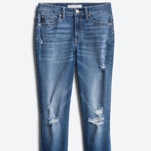KAN CAN Annalise Mid Rise Distressed Scissor Hem Skinny Jean